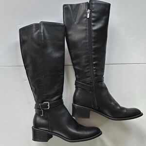Chaps Rhiannan Woman’s Black Riding Boots Size 9.5B Faux‎ Leather Side Zipper